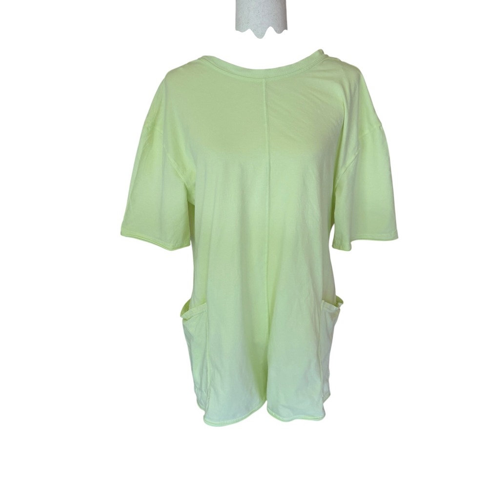 Free People FP Movement Hot Shot Mini Romper Lime Green V-Back Pockets NWT